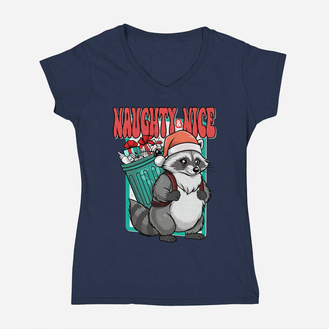 Naughty And Nice Santa-Womens-V-Neck-Tee-palmstreet