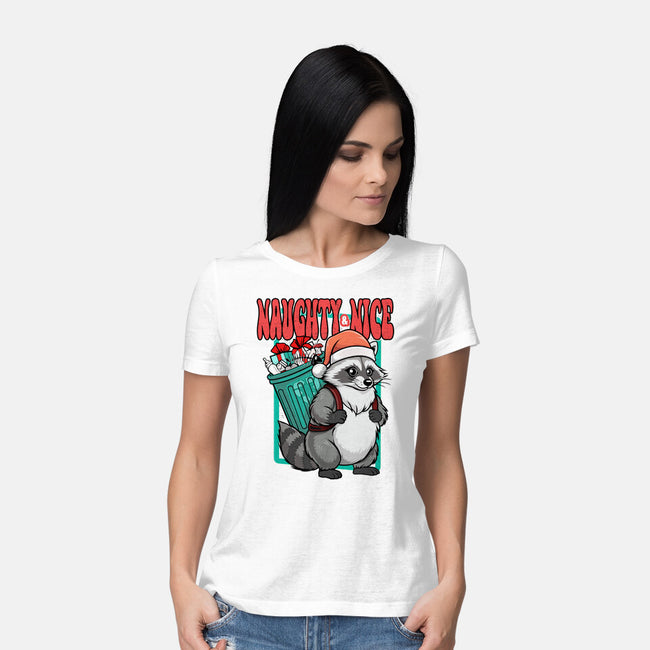 Naughty And Nice Santa-Womens-Basic-Tee-palmstreet