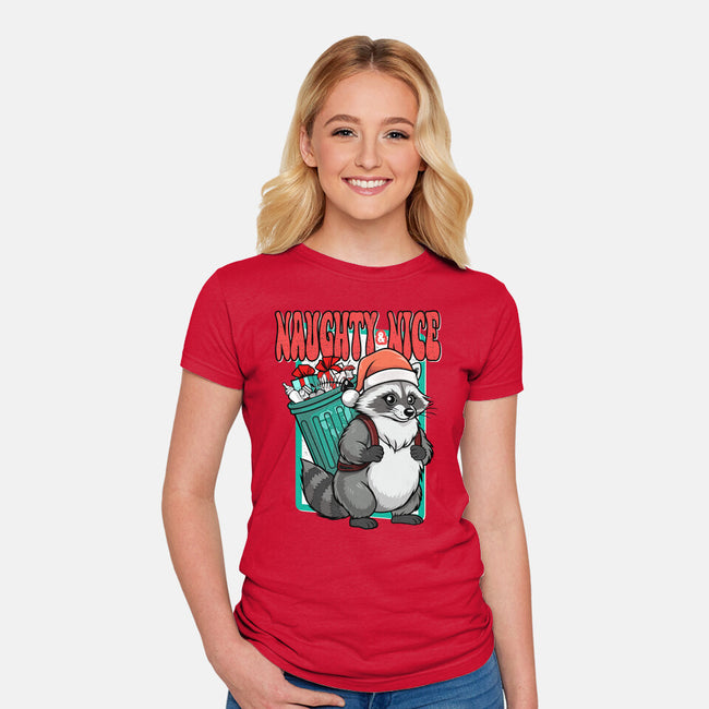 Naughty And Nice Santa-Womens-Fitted-Tee-palmstreet