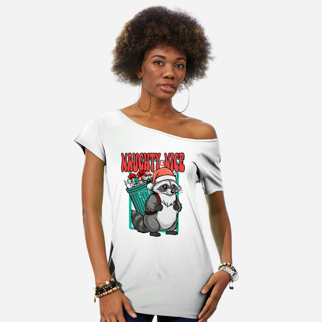 Naughty And Nice Santa-Womens-Off Shoulder-Tee-palmstreet