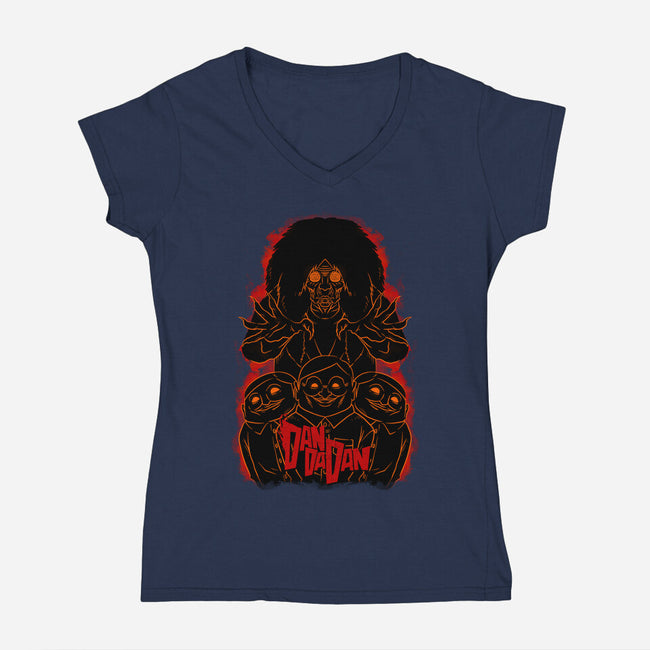 Granny X Alien-Womens-V-Neck-Tee-spoilerinc