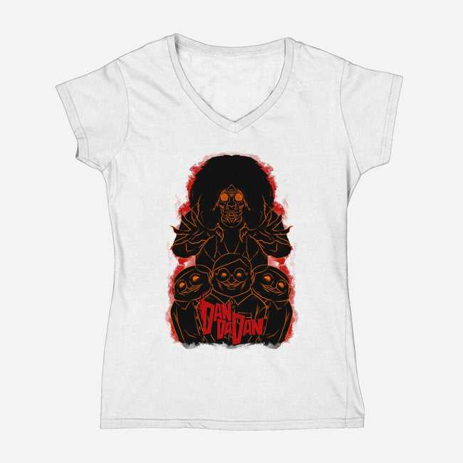 Granny X Alien-Womens-V-Neck-Tee-spoilerinc