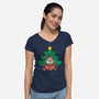 Doodle Claus-Womens-V-Neck-Tee-krisren28