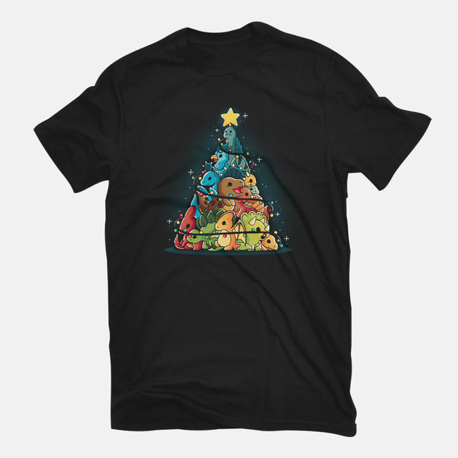 Christmas Tree Dinosaurs-Womens-Basic-Tee-Vallina84