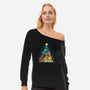 Christmas Tree Dinosaurs-Womens-Off Shoulder-Sweatshirt-Vallina84