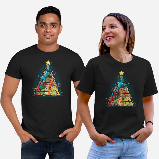 Christmas Tree Dinosaurs-Unisex-Basic-Tee-Vallina84