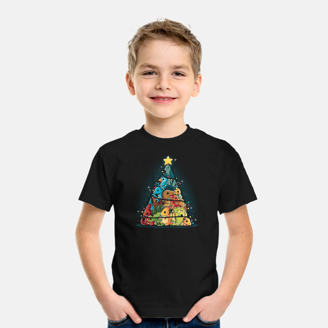 Christmas Tree Dinosaurs-Youth-Basic-Tee-Vallina84