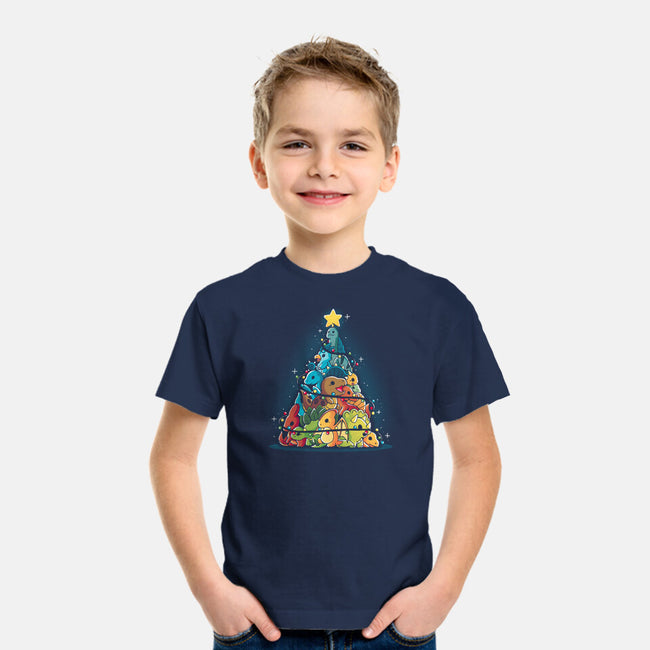 Christmas Tree Dinosaurs-Youth-Basic-Tee-Vallina84