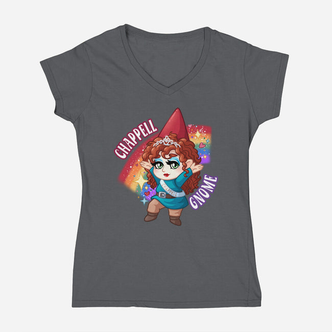 Chappell Gnome-Womens-V-Neck-Tee-ChristaDoodles