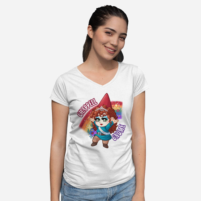 Chappell Gnome-Womens-V-Neck-Tee-ChristaDoodles