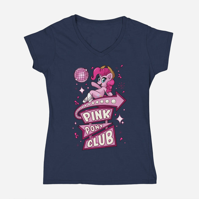 Pinkie Pony Club-Womens-V-Neck-Tee-ChristaDoodles