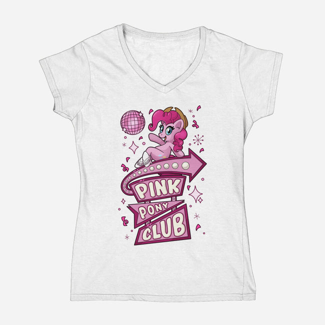 Pinkie Pony Club-Womens-V-Neck-Tee-ChristaDoodles