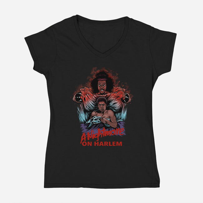 A Nightmare On Harlem-Womens-V-Neck-Tee-zascanauta