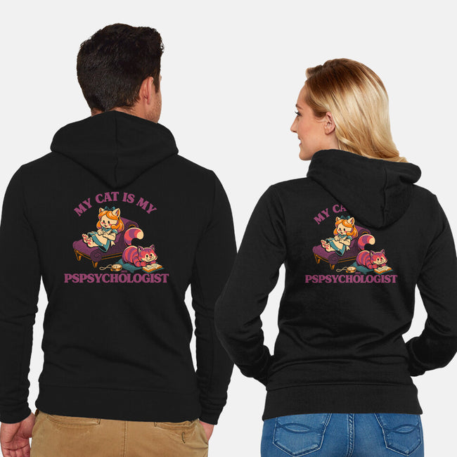 My Cat Is My Pspsychologist-Unisex-Zip-Up-Sweatshirt-worlddominationforcats