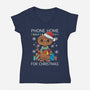 Phone Home For Christmas-Womens-V-Neck-Tee-Vallina84