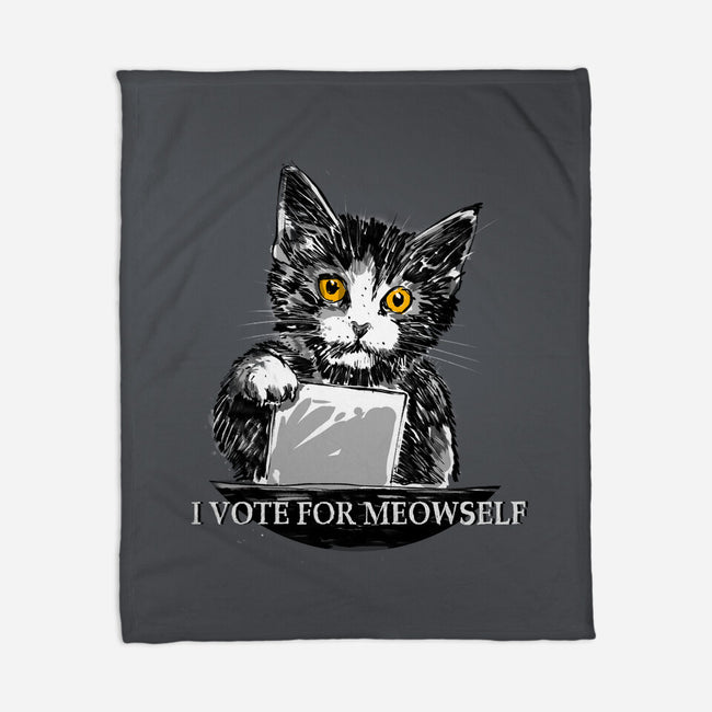 I Vote For Meowself-None-Fleece-Blanket-kharmazero