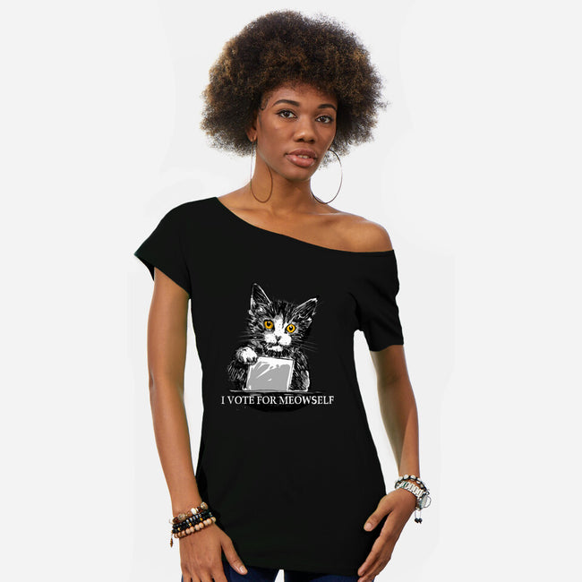 I Vote For Meowself-Womens-Off Shoulder-Tee-kharmazero