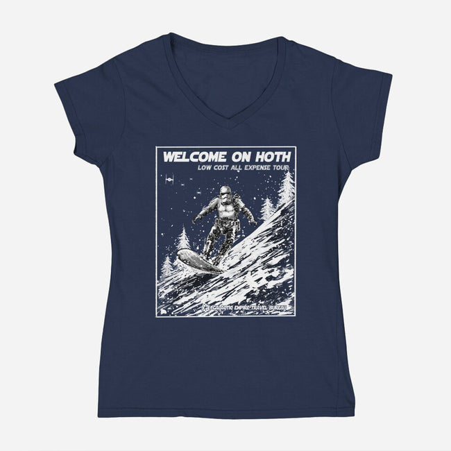 Welcome On Hoth-Womens-V-Neck-Tee-kharmazero