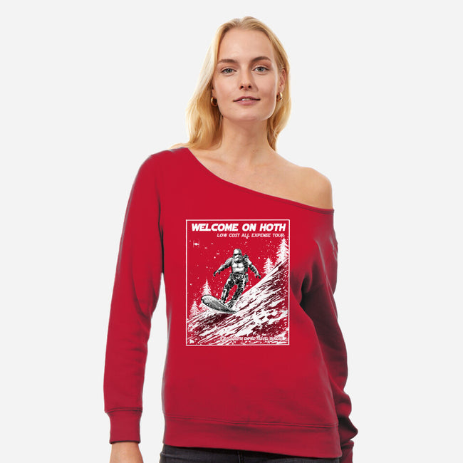 Welcome On Hoth-Womens-Off Shoulder-Sweatshirt-kharmazero