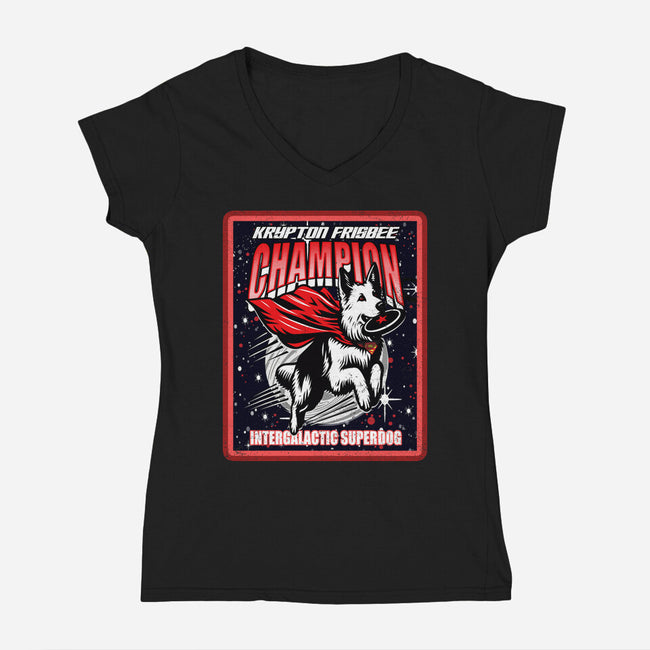 Krypton Frisbee Champ-Womens-V-Neck-Tee-palmstreet