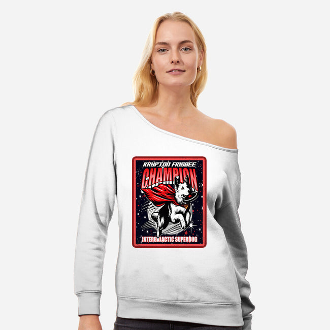 Krypton Frisbee Champ-Womens-Off Shoulder-Sweatshirt-palmstreet