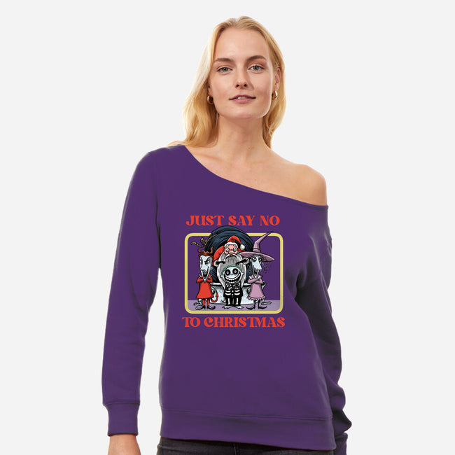 Say No To Christmas-Womens-Off Shoulder-Sweatshirt-zascanauta