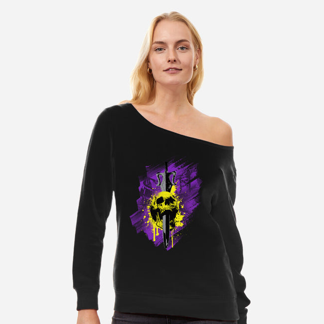 Dead Skull-Womens-Off Shoulder-Sweatshirt-se7te