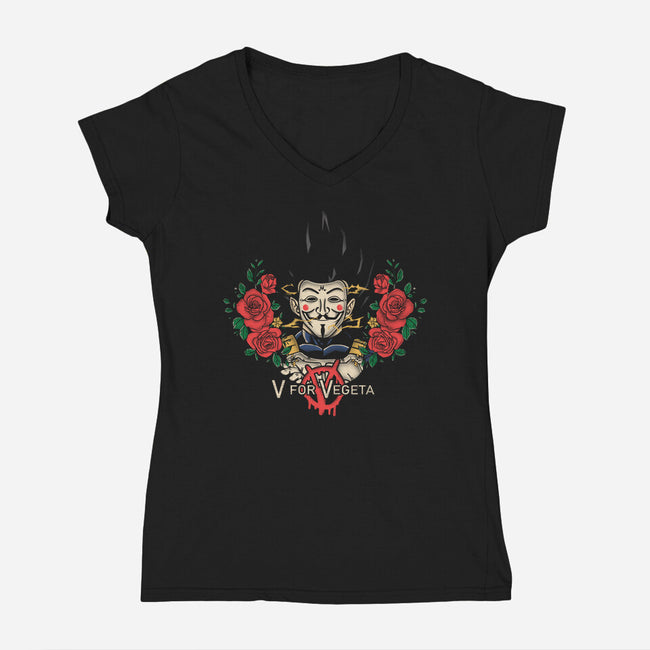 V For Vegeta-Womens-V-Neck-Tee-turborat14