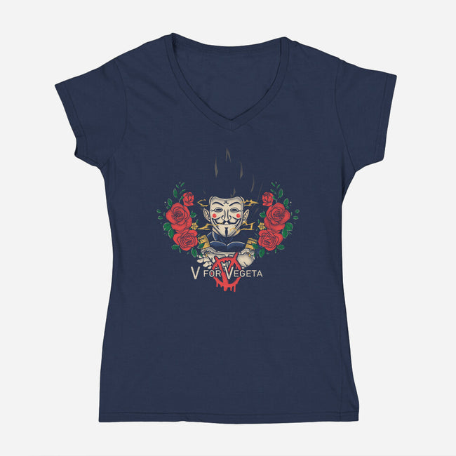 V For Vegeta-Womens-V-Neck-Tee-turborat14