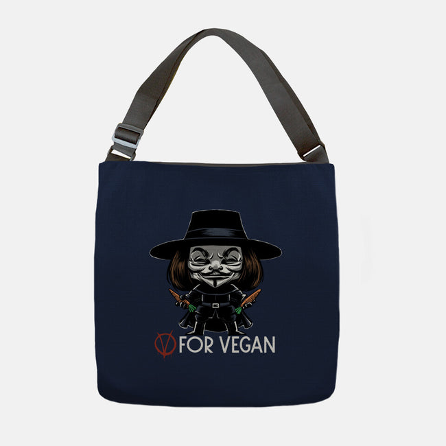 V For Vegan-None-Adjustable Tote-Bag-zascanauta