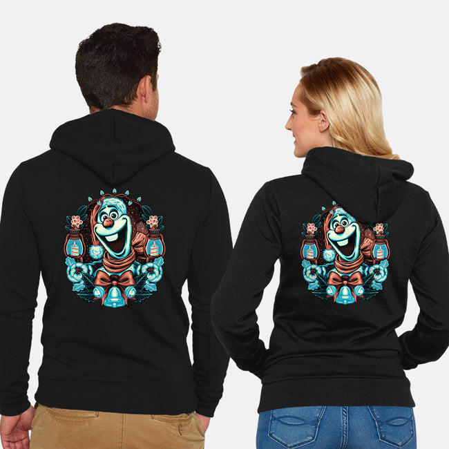 Christmas Snowman-Unisex-Zip-Up-Sweatshirt-glitchygorilla