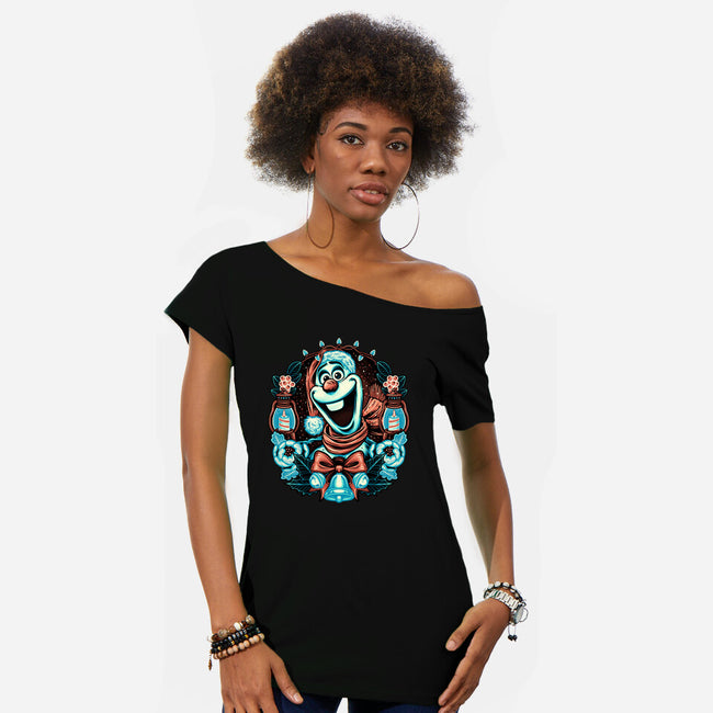 Christmas Snowman-Womens-Off Shoulder-Tee-glitchygorilla