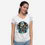 Christmas Snowman-Womens-V-Neck-Tee-glitchygorilla