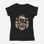 Christmas Robot-Womens-V-Neck-Tee-glitchygorilla