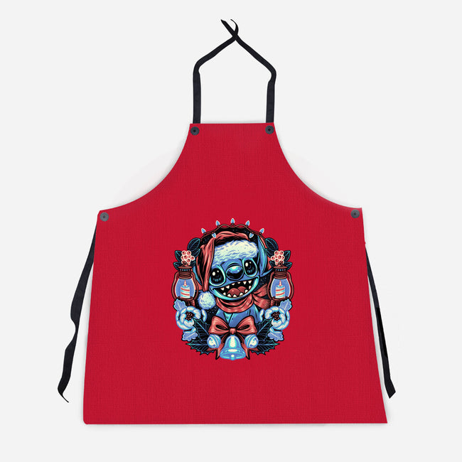 Christmas Alien-Unisex-Kitchen-Apron-glitchygorilla