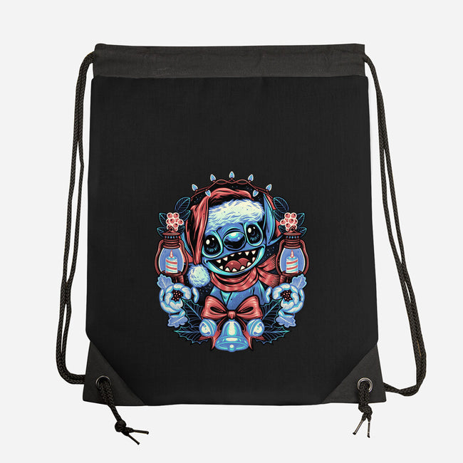 Christmas Alien-None-Drawstring-Bag-glitchygorilla