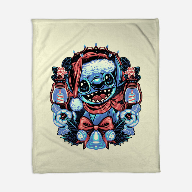 Christmas Alien-None-Fleece-Blanket-glitchygorilla