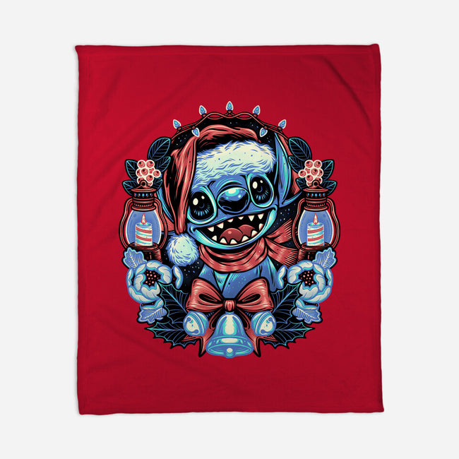 Christmas Alien-None-Fleece-Blanket-glitchygorilla