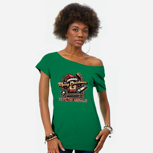 Christmas Animals-Womens-Off Shoulder-Tee-glitchygorilla