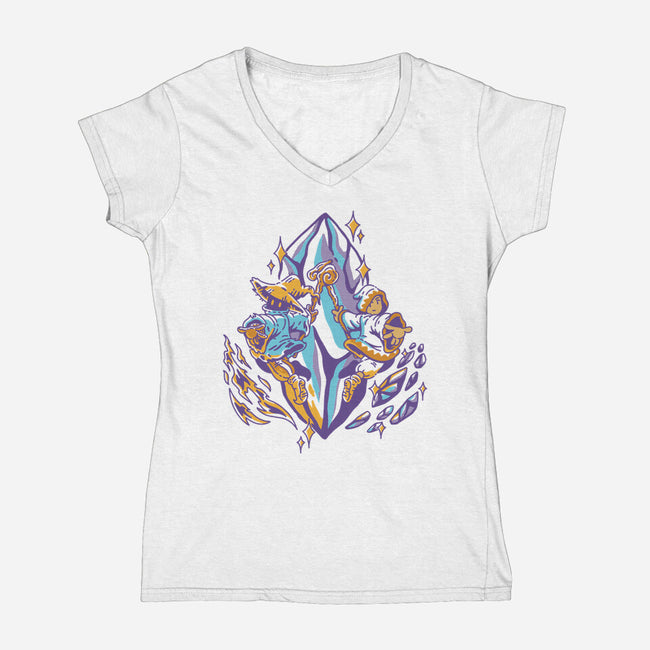 Bonded By Magic-Womens-V-Neck-Tee-Henrique Torres