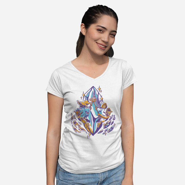 Bonded By Magic-Womens-V-Neck-Tee-Henrique Torres