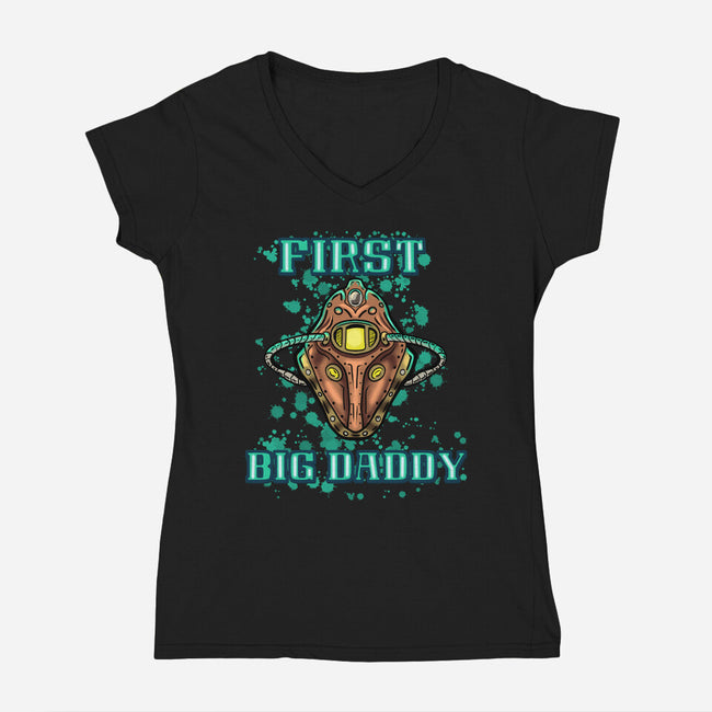 First Big Daddy-Womens-V-Neck-Tee-nickzzarto