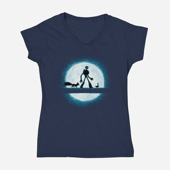 Hakuna Robot-Womens-V-Neck-Tee-teesgeex