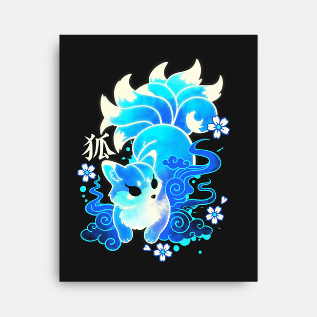 Ice Kawaii Kitsune-None-Stretched-Canvas-NemiMakeit