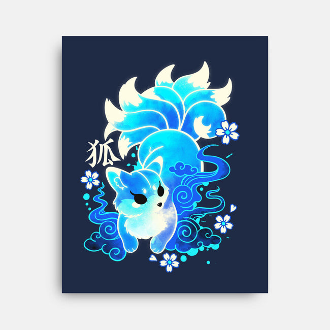 Ice Kawaii Kitsune-None-Stretched-Canvas-NemiMakeit