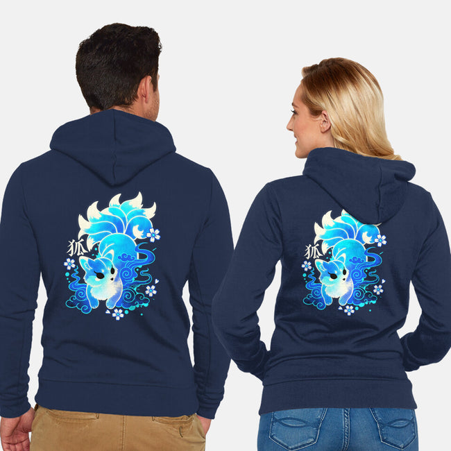 Ice Kawaii Kitsune-Unisex-Zip-Up-Sweatshirt-NemiMakeit