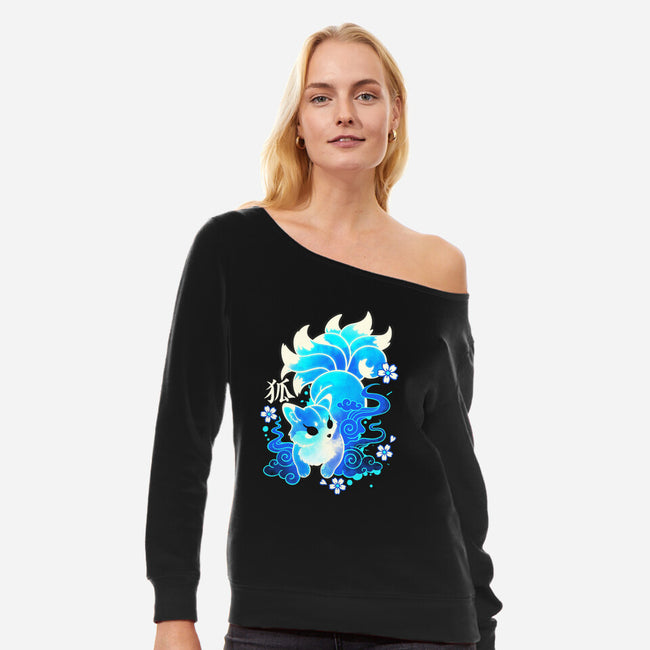 Ice Kawaii Kitsune-Womens-Off Shoulder-Sweatshirt-NemiMakeit