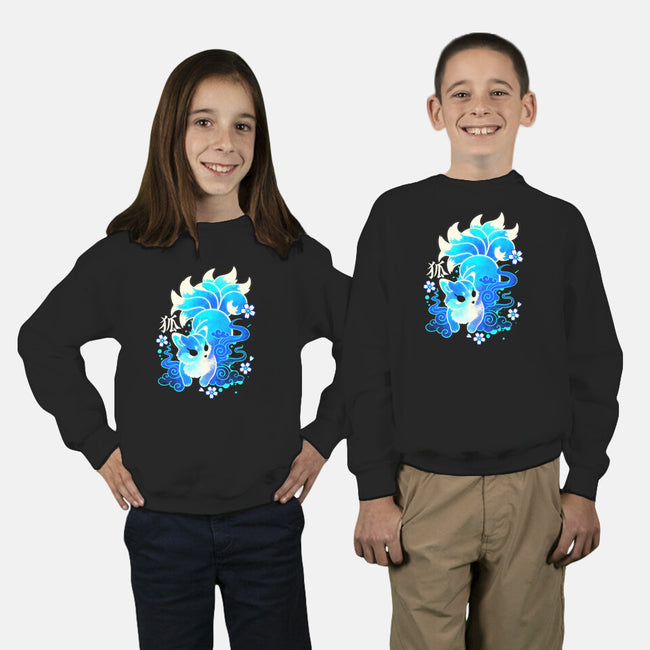 Ice Kawaii Kitsune-Youth-Crew Neck-Sweatshirt-NemiMakeit