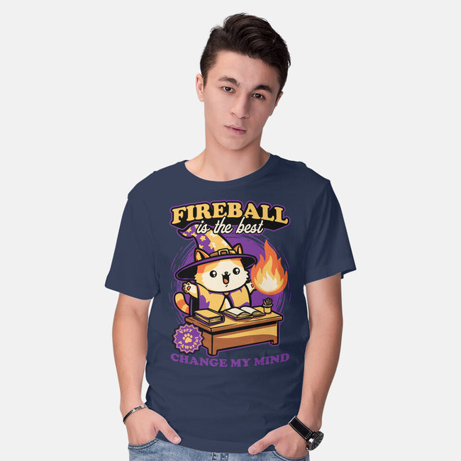 Wizard Cat Fireball-Mens-Basic-Tee-Studio Mootant