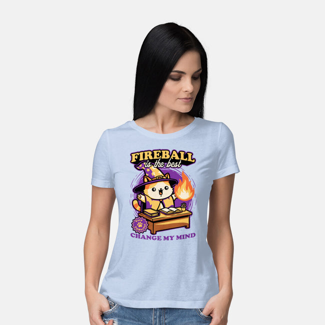 Wizard Cat Fireball-Womens-Basic-Tee-Studio Mootant